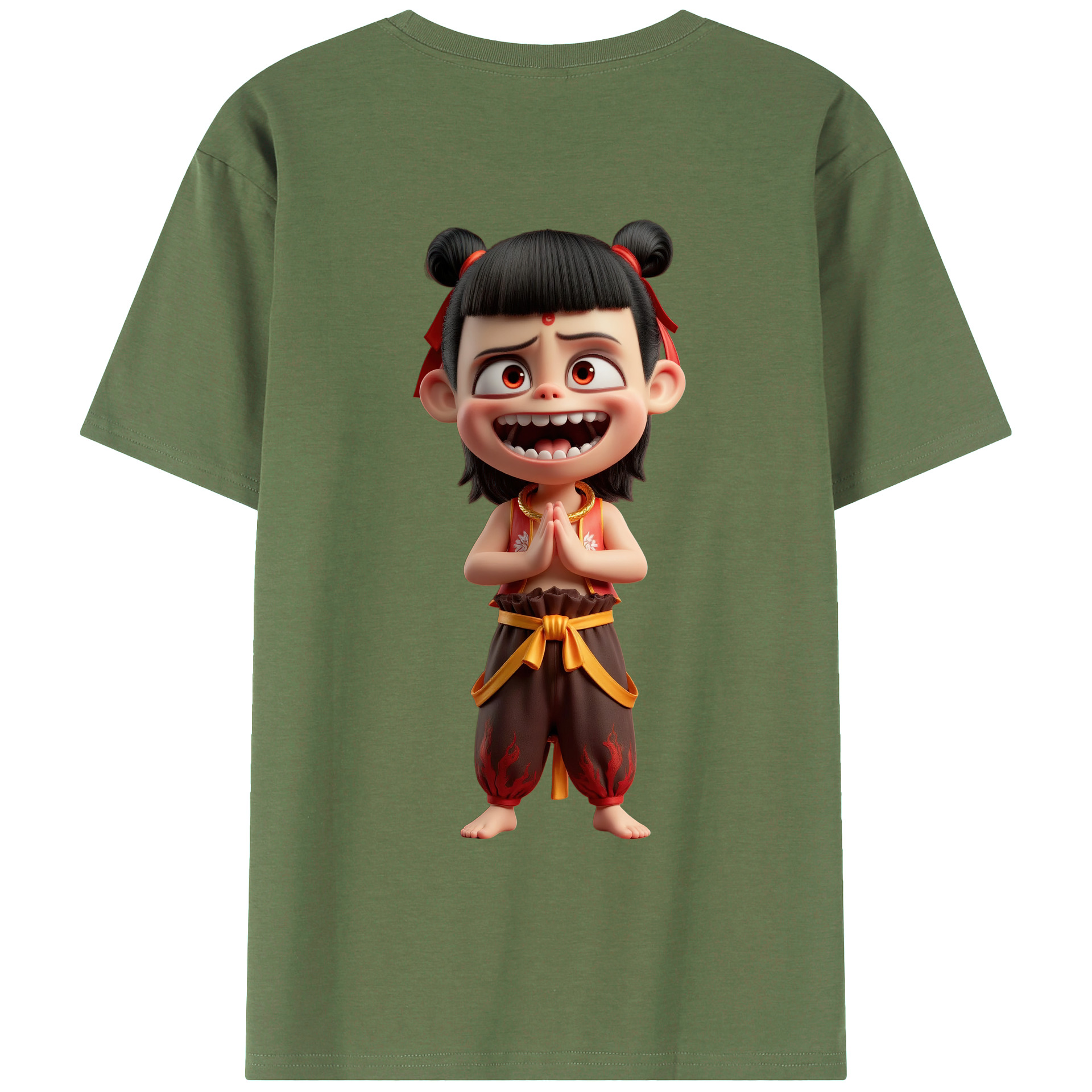 （画像用） Ne Zha 2 ナタ 魔童の大暴れ 綿100％ メンズ半袖Tシャツ（バックプリント） 通気性